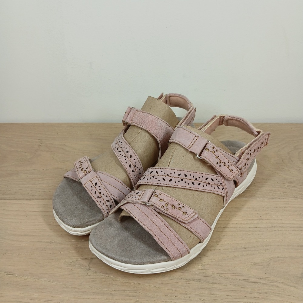 Earth Origins Sandals Women 7 Pink Leather Strappy Comfort Walking Boho